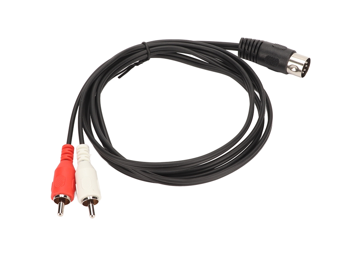 Cabo Din Macho De 5 Pinos Para 2 Rca Com Protetor Fios Em Pvc, Cabo De Conexão Áudio 2 Rca Para Din Cd Player, Vcr, Dvd, Phono, Ld