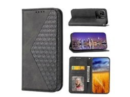 Capa De Celular Em Couro Sintético Com Textura De Grade Cúbica E Revestimento Magnético Para Xiaomi Redmi 12c/11a