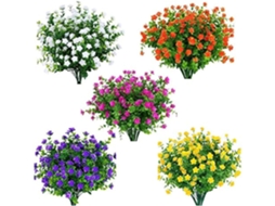 15 Buquês de Flores Artificiais para Exterior, Folhagem Artificial de Plástico Resistente a Uv, Plantas Suspensas AQUAFORGE