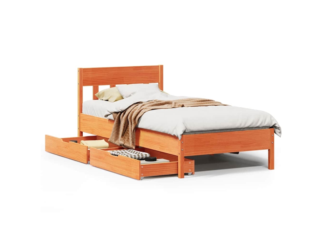 Bed Frame, Bed Frames Vidaxl Marrom Madeira De Pinho (90 X 200 Cm)