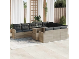 Vidaxl 11 Pcs Conjunto Sofás de Jardim C/ Almofadões Vime Pe Cinzento
