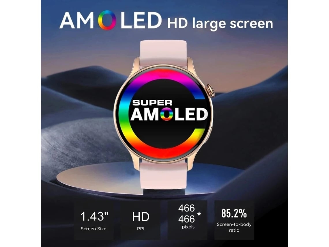 Relógio Inteligente Feminino 1.43 Polegada 466X466 Tela Sempre Mostrar Tempo Chamada Bluetooth Relógios Moda Ip68 Esportes Smartwatch
