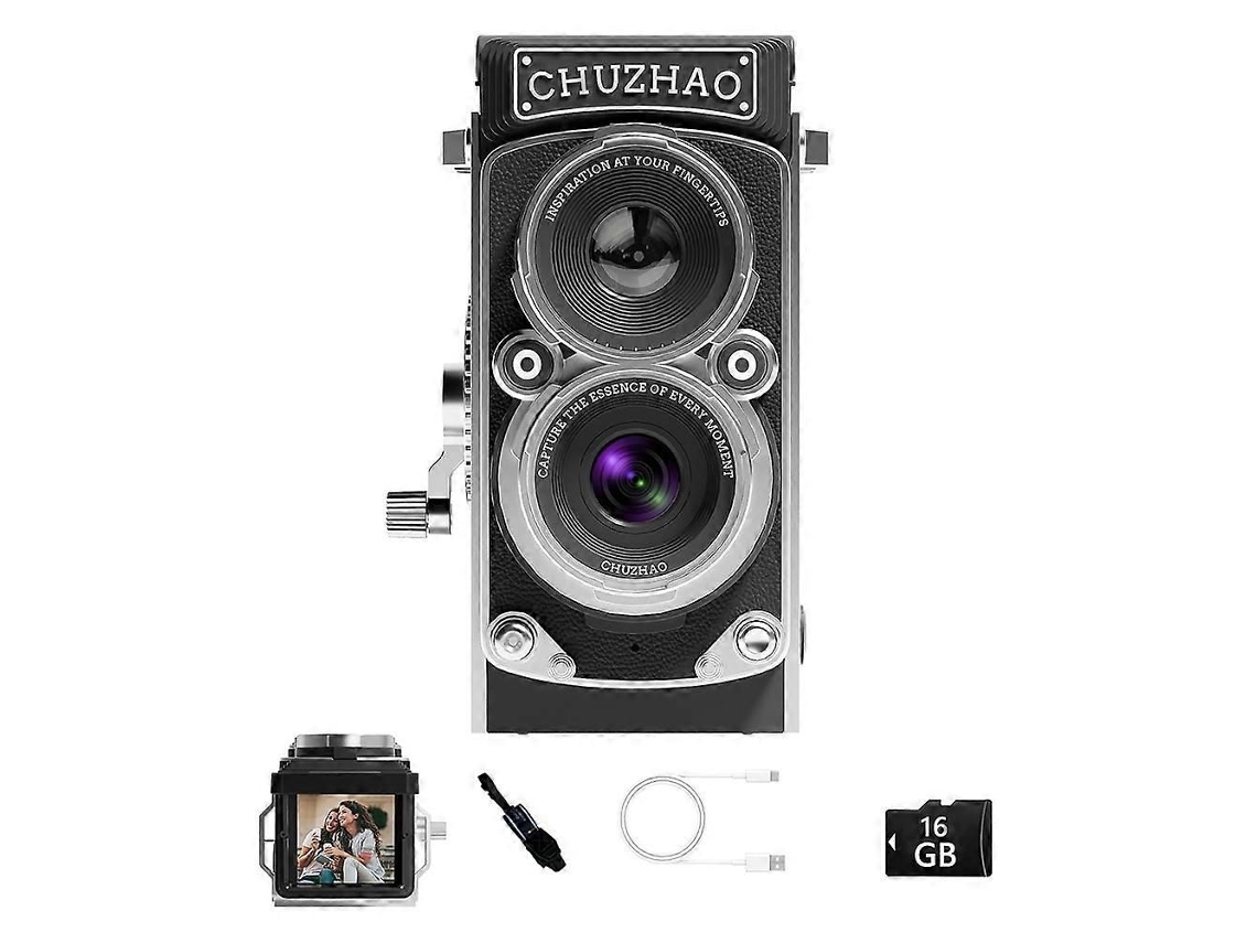 Câmera Digital Vintage, Câmera Retro Dual Reflex Ccd 1080p, Mini Câmera Fotográfica com Joystick e Cartão de 16gb TAISHENGDA
