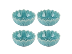 4 Peças De Pratos Cerâmicos Para Aquecedor De Óleo Com Padrão De Gelo Crackle, Portavelas E Difusor, Azul Celeste