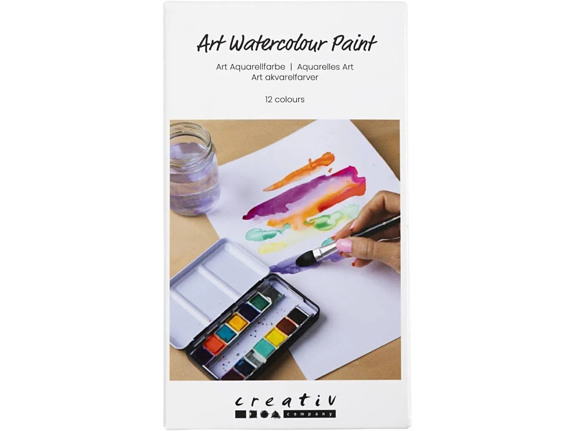 Set de acuarelas Creativ Company con flores y paisajes, 12 colores.