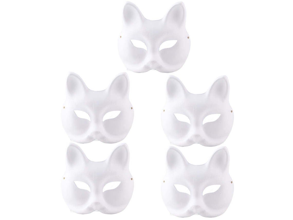 Máscara de Halloween personalizada para adultos com gato branco