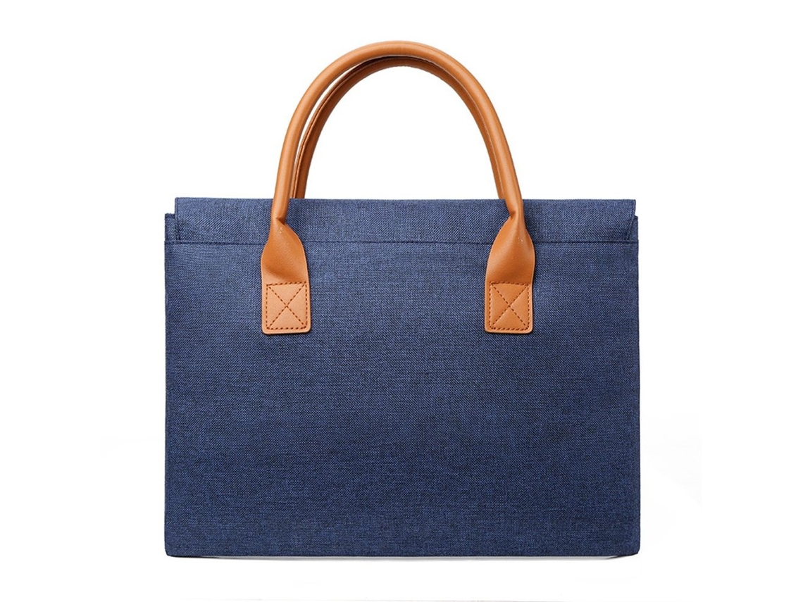 Capa Para Laptop 15 Polegadas, Resistente À Água, Com Zíper, Com Alça, Em Tecido Oxford E Couro Pu, Cor Azul Elysve