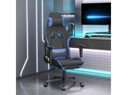 Vidaxl Cadeira De Gaming Com Apoio Para Os Pés Tecido Preto E Azul
