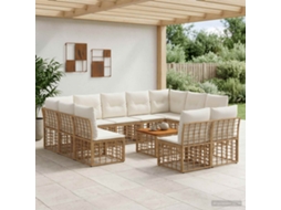 Vidaxl Conjunto De Sofás Para Exterior 12 Unid. Natural E Branco Creme