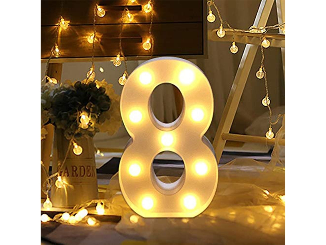 Lâmpada Led Números 0-9 Decoração para Festas Casamentos 6 Peças NEVEANCE