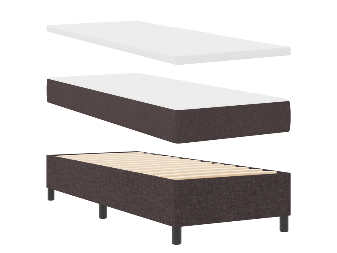 Cama Box Com Colchão E Banco Castanho Escuro Vidaxl Tecido (80x200 Cm)