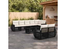 Vidaxl Conjunto De Sofá De Jardim 9 Unid. Preto E Branco Creme Vime Pe