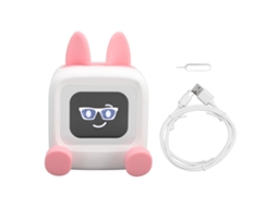 Mali robot Tv Pequeno com Tela 2.01 Polegadas Bluetooth 5.3 Alto falante Relógio Alarme Bateria 3000mah Rosa