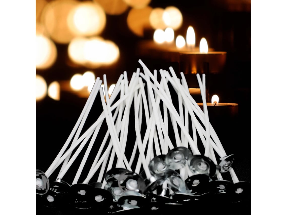 2026 50 Piezas Mechones de Vela Preparados Con Cera Kit para Fabricar Velas Algodón Pre cera Longevos 4 Pulgadas