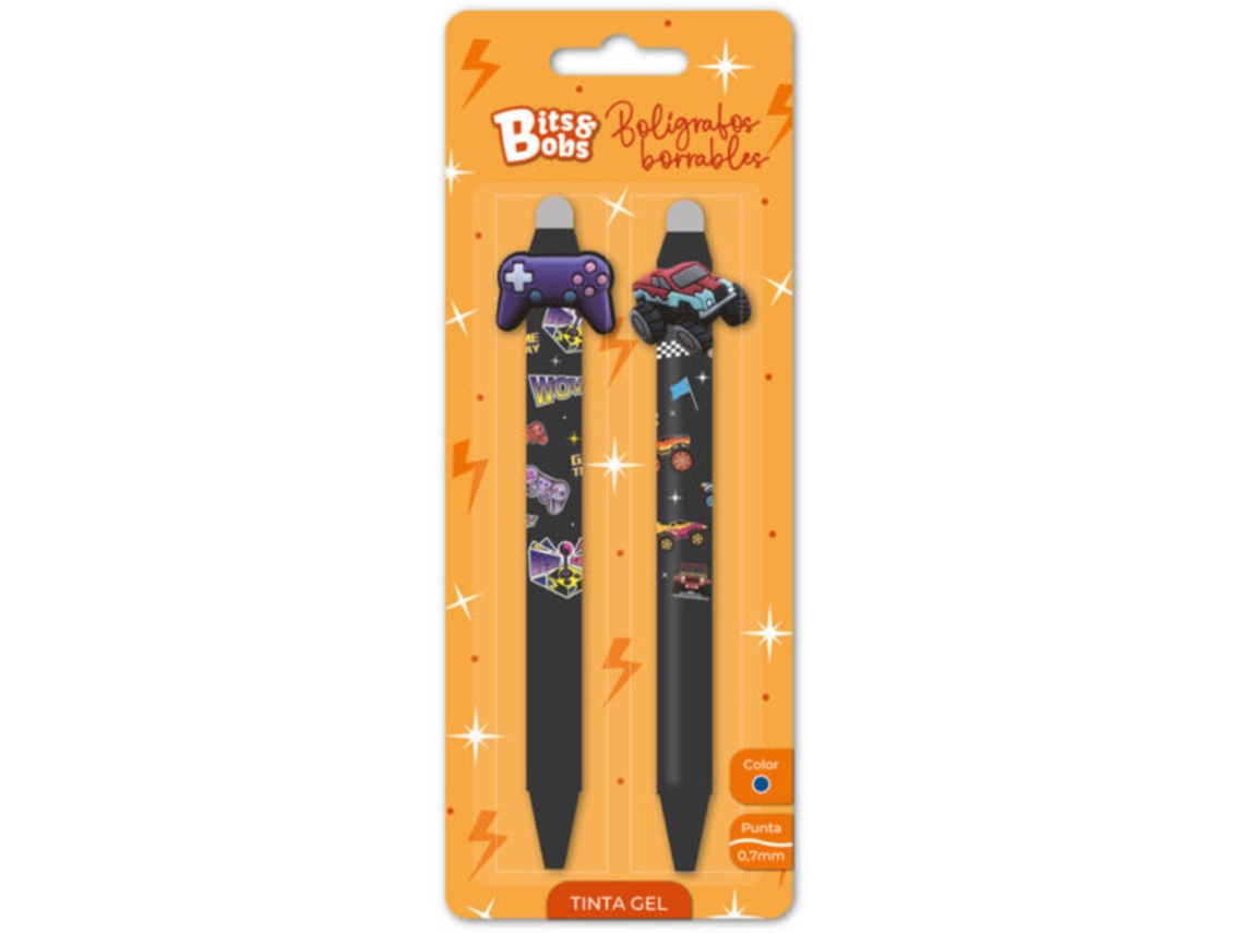 Caneta Apagável de Gel BITSBOBS Rally e Game, Ponta de 0,7 Mm, Tinta Azul, 2 Unidades