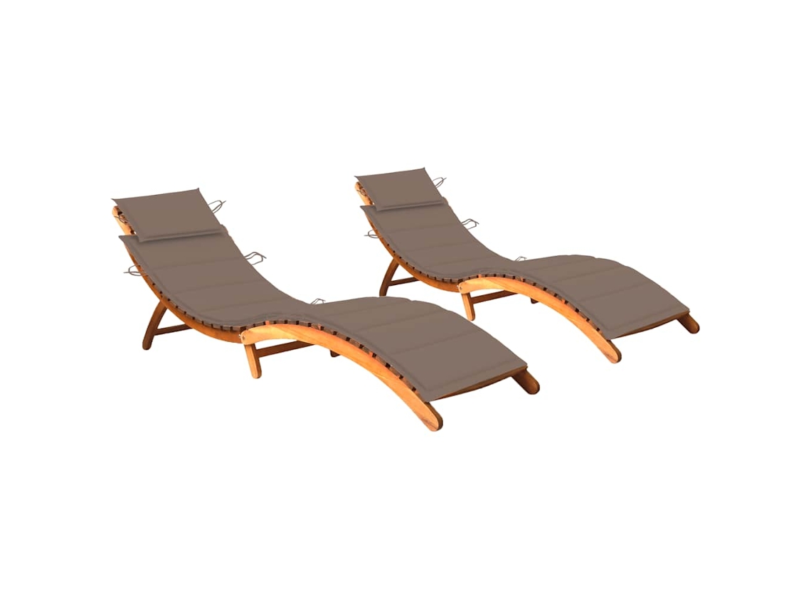 Vidaxl Espreguiçadeiras Com Almofadões 2 Pcs Madeira De Acácia Maciça