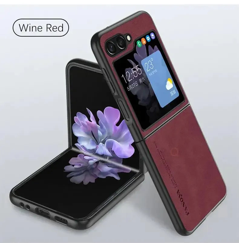 (vinho Vermelho, Galaxy Z Flip7 Fe) Retro Pele De Carneiro Toque Couro Caso De Telefone Para Samsung Com Proteção Anti-choque