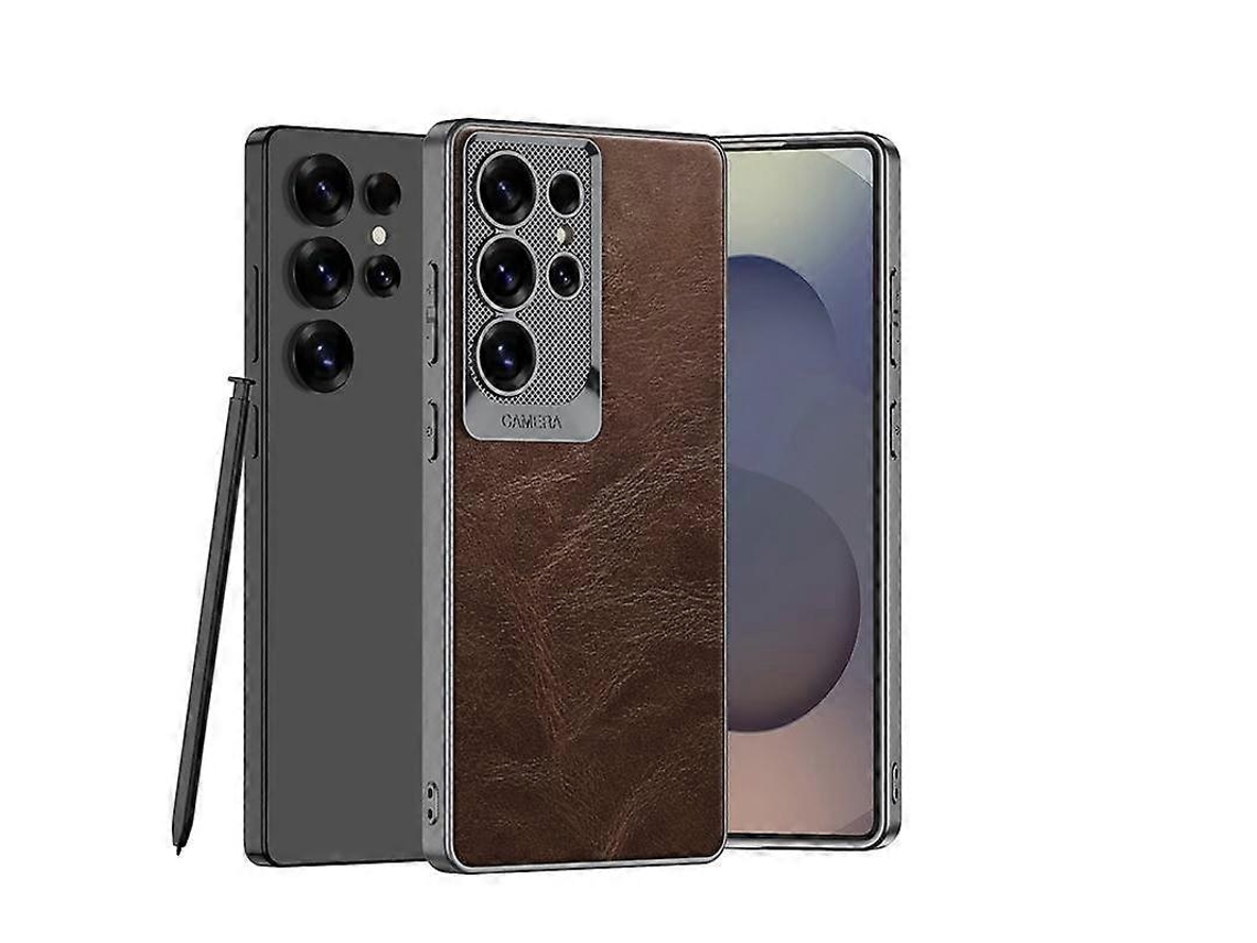 Capa Clássica De Couro Encerado À Prova De Choque Para Celular Samsung Galaxy S23 Ultra 5g (caneta Não Inclusa).