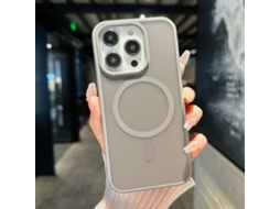 Capa Transparente Híbrida Para Iphone 16 Pro Max - Tpu E Pc Com Magsafe - Cinza