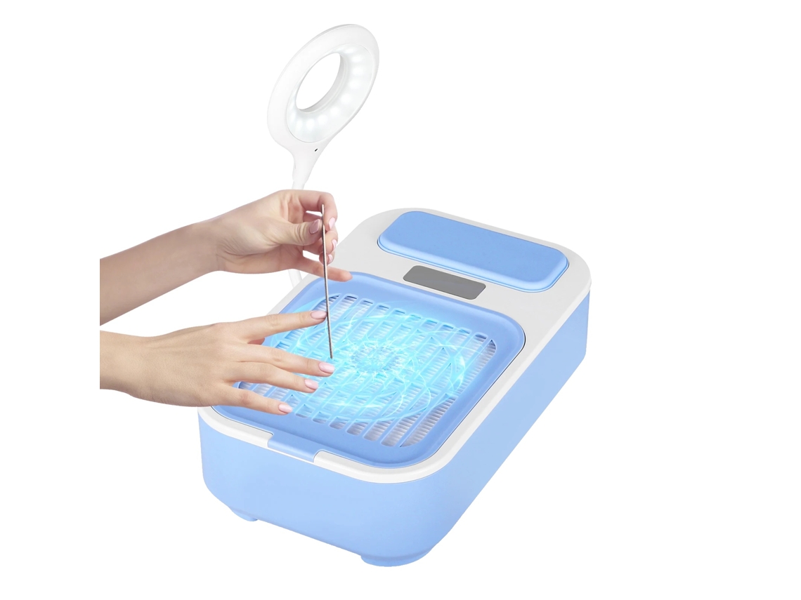 Aspirador De Unhas, 40 W De Potência De Sucção, Luz Led Para Visibilidade, Azul