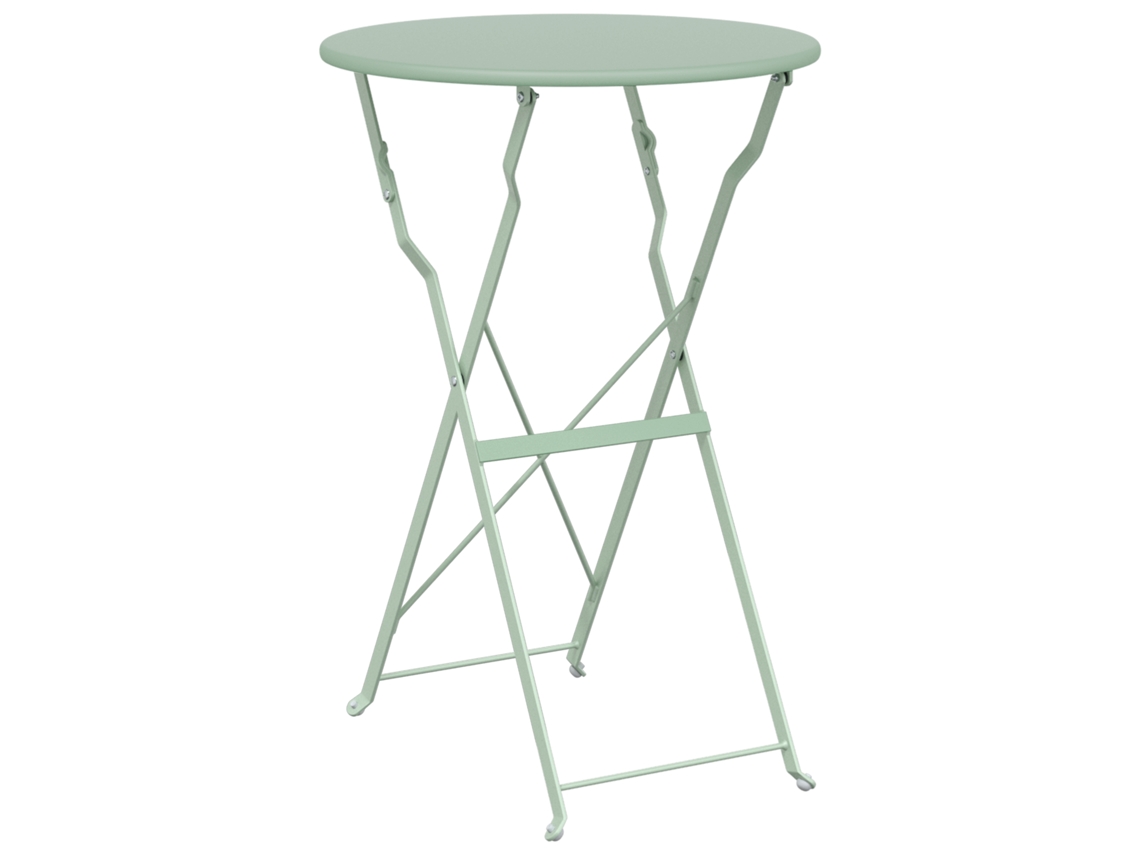 Conjunto 1 Mesa De Esplanada Vidaxl Verde Aço (ø 50 X 71 Cm)