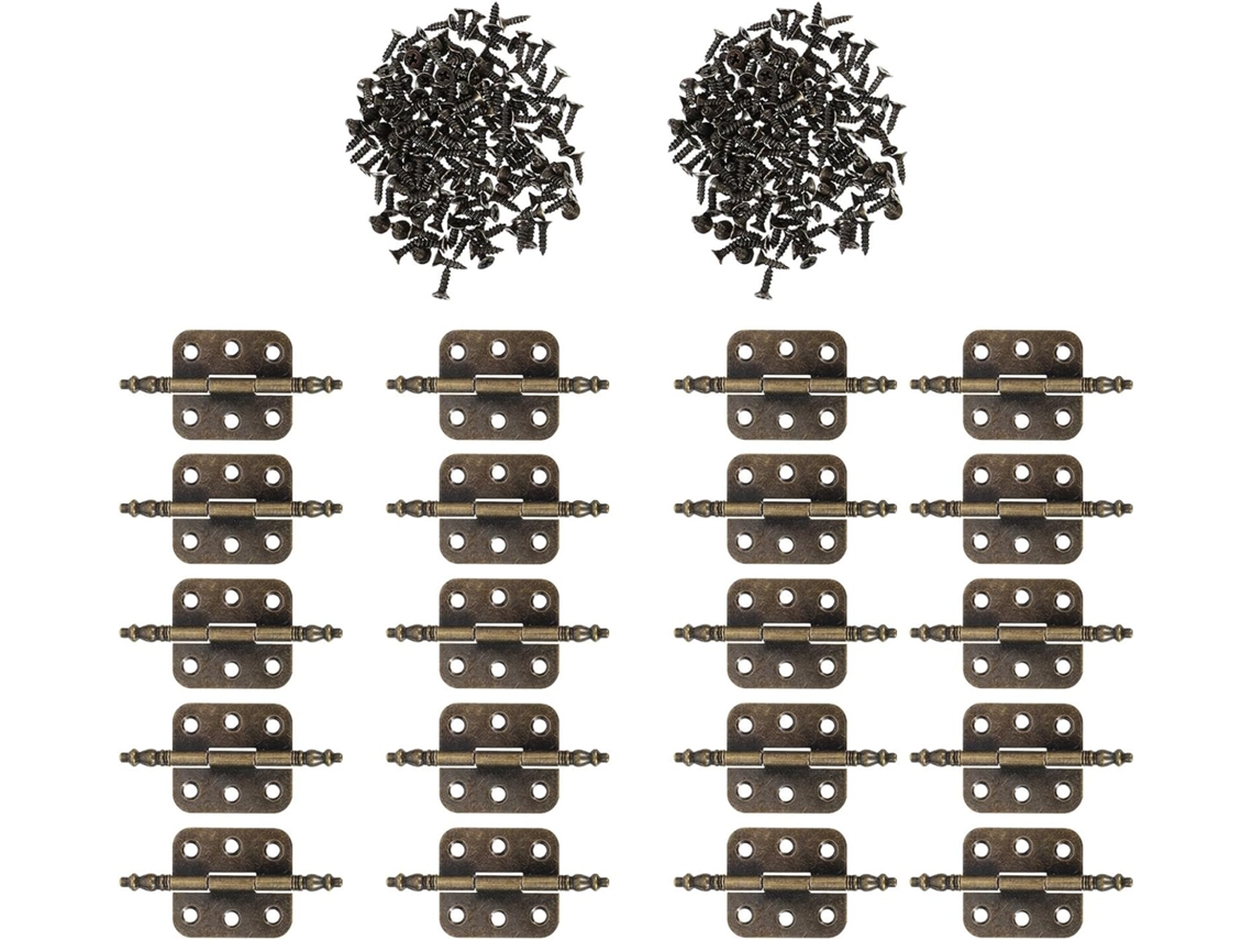 Conjunto De 20 Dobradiças Retrô Madeira Com 6 Furos E Parafusos, Em