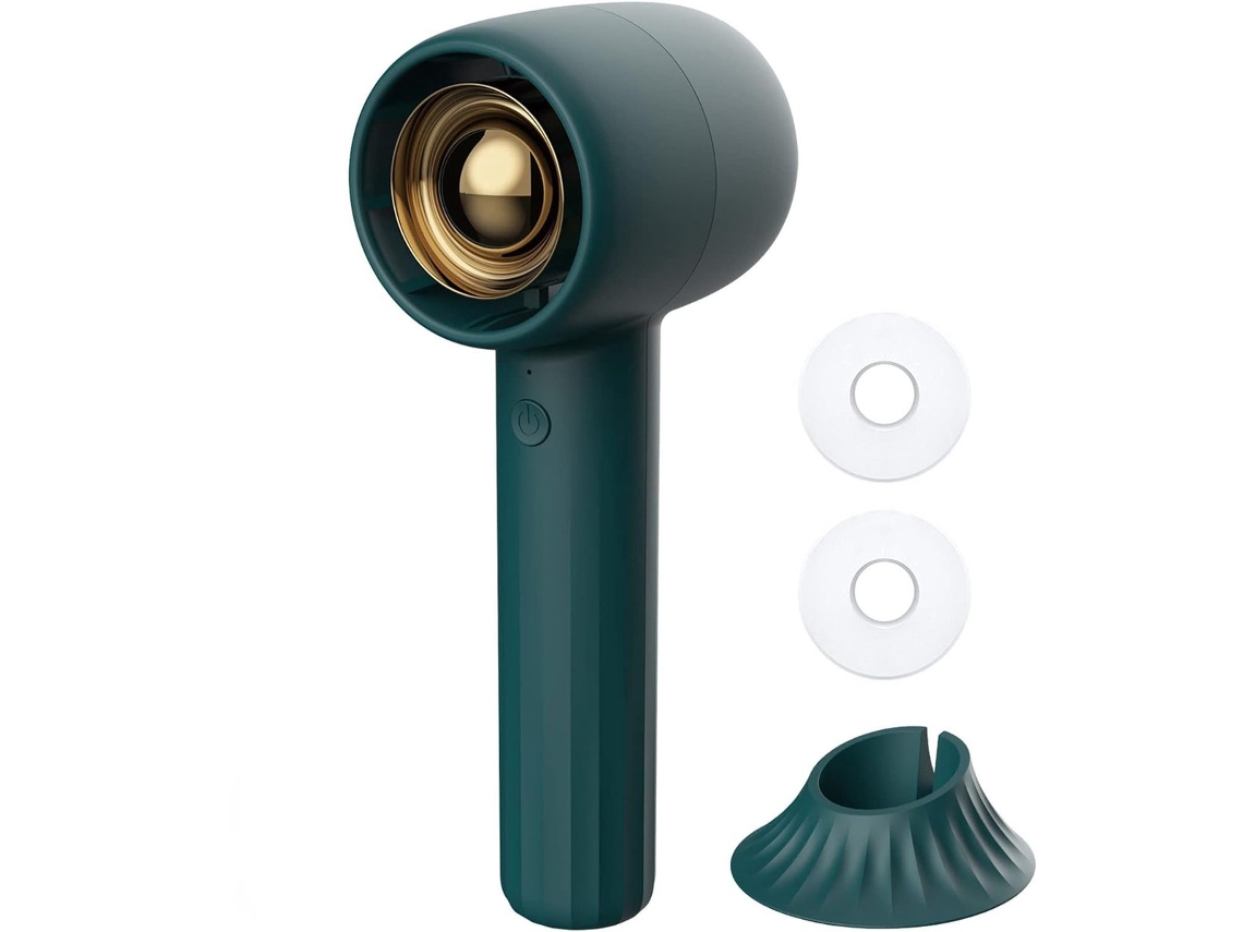 Ventilador BRILVIBERA de mão com aromaterapia, recarregável, 3 velocidades, para viagens, verde