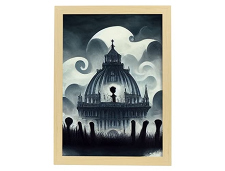 Paciente De Manjericão Da Catedral De NACNIC No Estilo De T Burton Ilustrações De Monumentos Cidades Países Inspirados A3 Madeira De Madeira