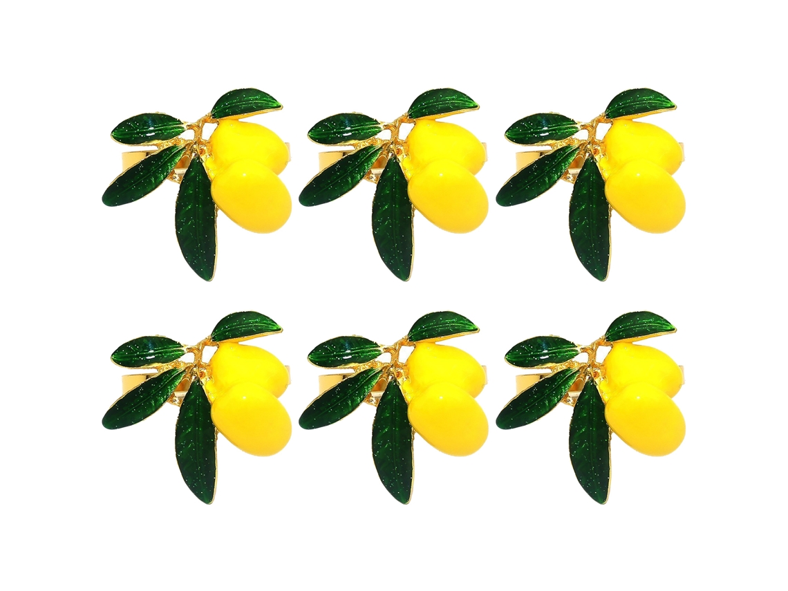Anel de Guardanapo Amarelo Limão com Fivela de Liga e Fruta LAXISCREED