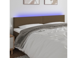 Vidaxl Cabeceira De Cama C/ Luzes Led Tecido 200x5x78/88 Cm Castanho