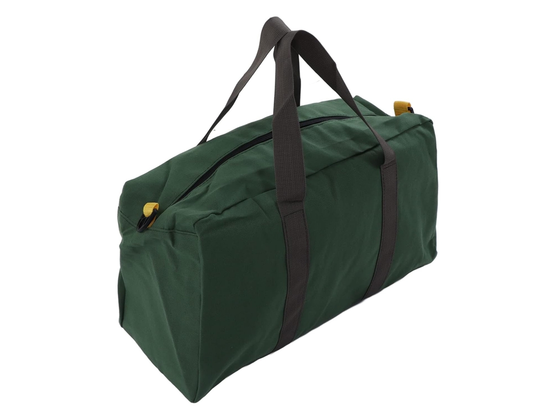 Bolsa resistente para ferramentas manuais, com grande capacidade e ampla abertura, feita de lona, ideal para carpintaria.