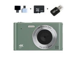 Câmera digital portátil Yizhood 4K com zoom de 16x e alta resolução, com luz pré-carregada e cartão de memória de 64 GB (verde)