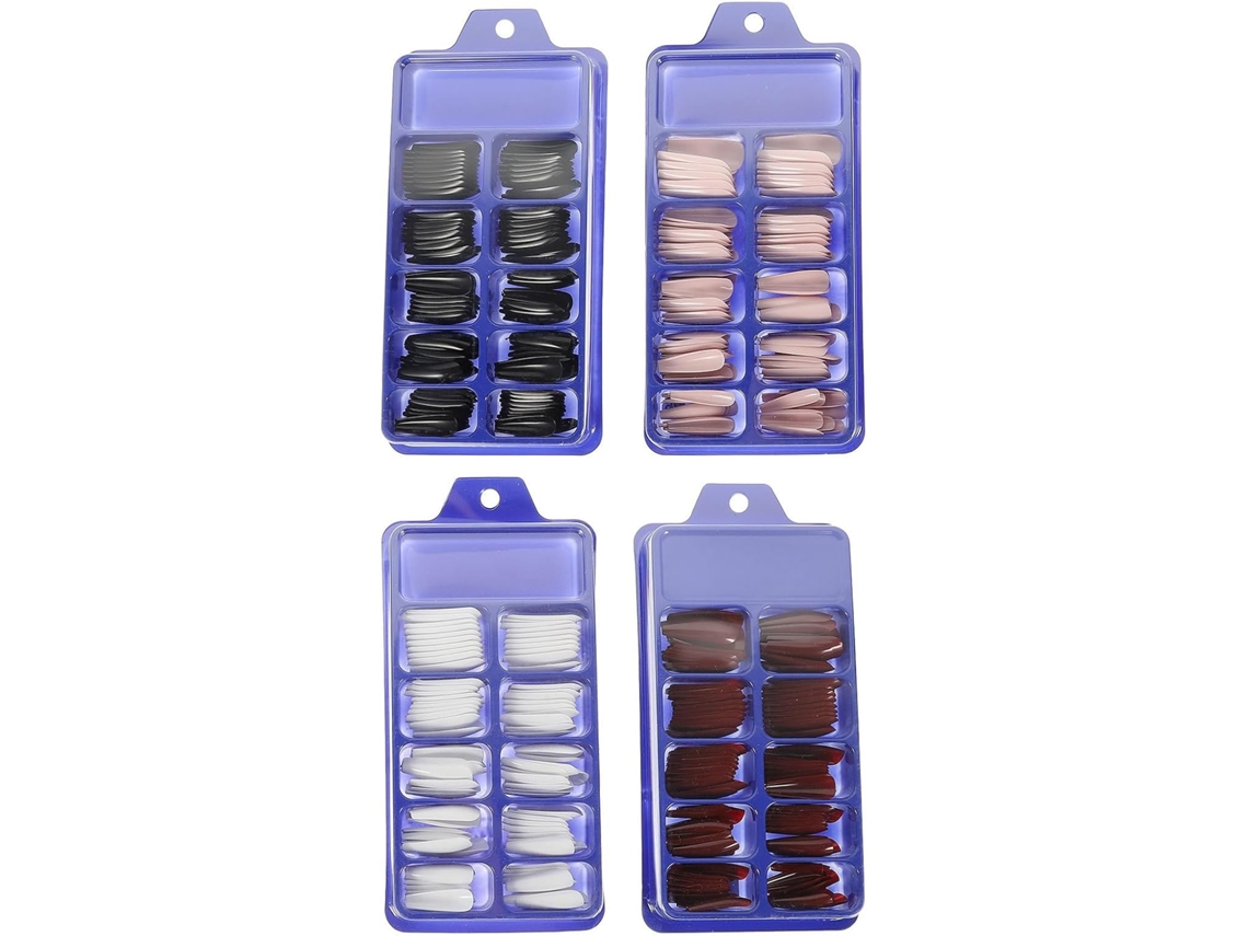 Conjunto de 400 unhas postiças de resina de longa duração para mulheres e homens.