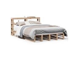 Bed Frame, Bed Frames Vidaxl Marrom Madeira De Pinho (140 X 200 Cm)