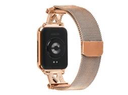 Lurelia Pulseira Milanesa Tipo M, Compatível Com Xiaomi Smart Band 8 Pro, De Metal Em Aço Inoxidável, Ouro Rosa