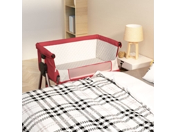 Vidaxl Cama De Bebé Com Colchão Tecido De Linho Vermelho