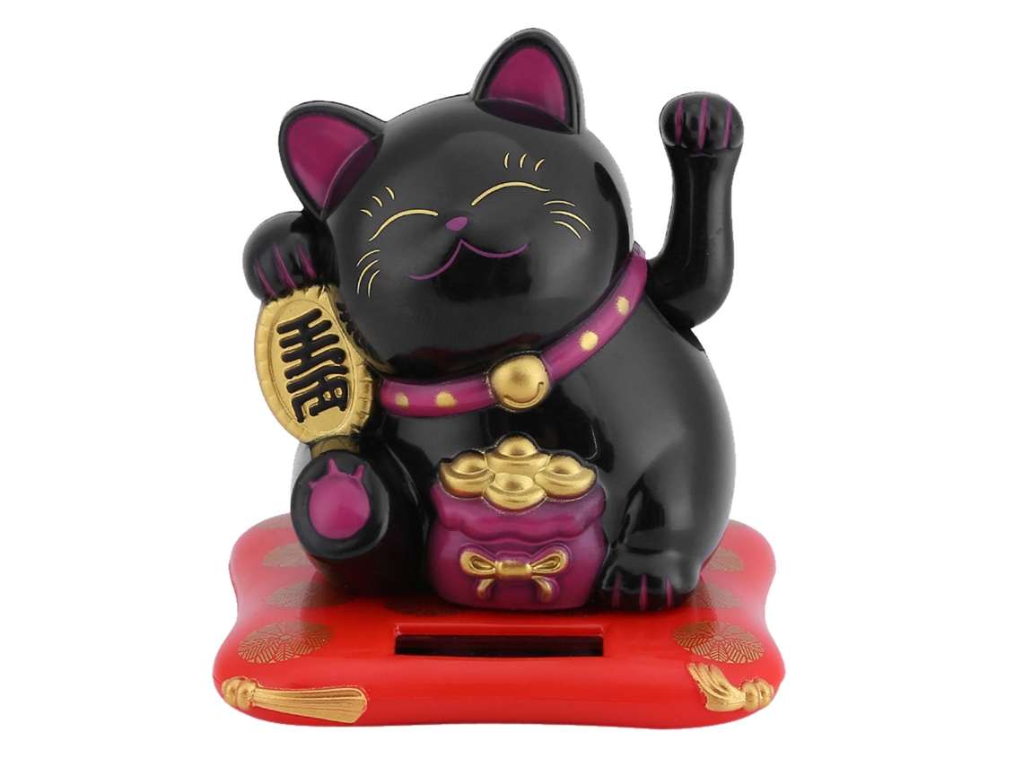 Baok-gato Bonito Com Movimento De Saudação Solar Para Decoração De Casa E Carro Preto