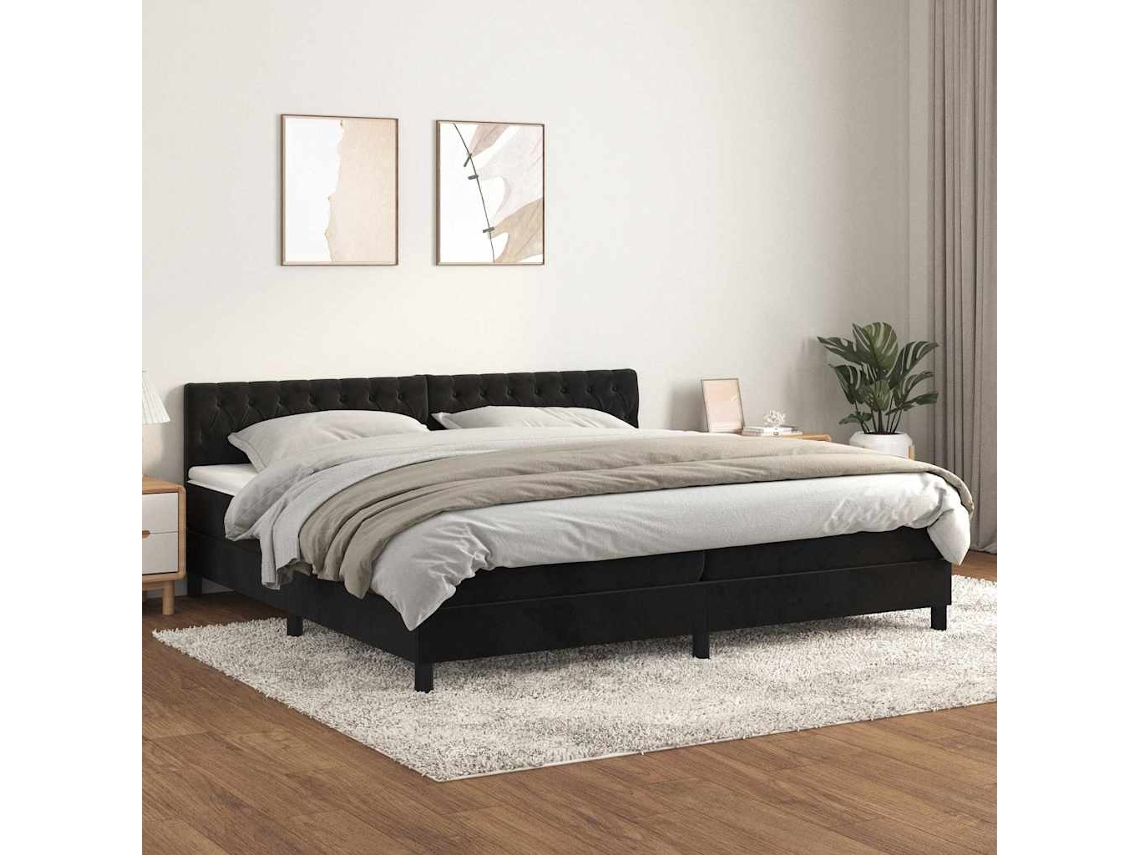 Vidaxl Cama Com Molas/colchão 200x200 Cm Veludo Preto