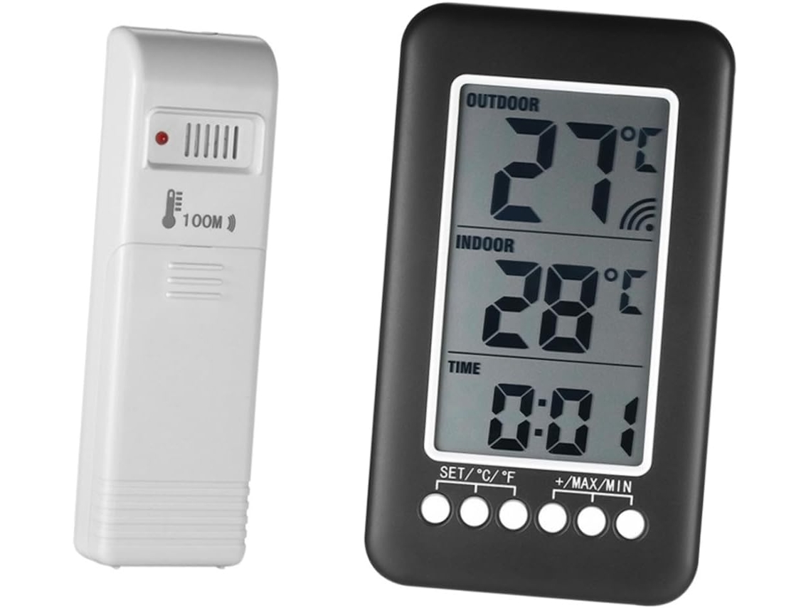 Termômetro Digital Sem Fio Inoomp para Uso Interno e Externo com Caixa de Plástico, Transmissor e Visor de Temperatura CHABERLU