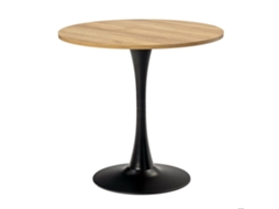 Mesa De Jantar Redonda Vintage Para 2 A 4 Pessoas Adequada Para Sala De Estar, Escritório Carvalho Metal Preto 80x80x75cm Meubles Cosy