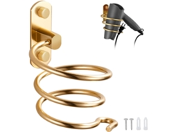 Suporte De Parede Em Alumínio Para Secador Cabelo, Adequado Cozinha E Banheiro, Acessório Banheiro (dourado).