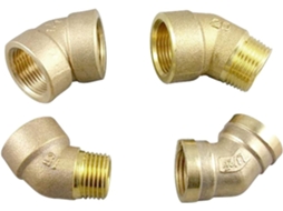 Conector Adaptador para Jardim com Rosca Macho Npt Fêmea de 1/8'', 1/4'' e 3/8'', Cotovelo 45 Graus em Latão