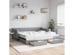 Vidaxl Sofá-cama C/ Gavetão E Gavetas 100x200 Cm Tecido Cinzento-claro