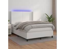 Cama Box Spring C/colchão/led 140x200cm Couro Artificial Branco
