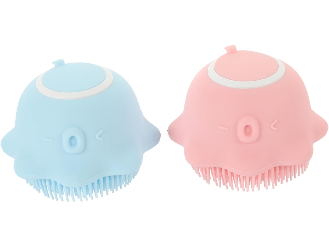 Conjunto De 2 Escovas Silicone Para Banho Veemoon Bebês E Adultos Limpeza Suave Massagem