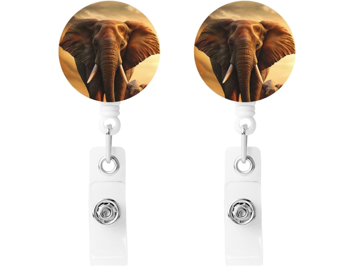 Suporte retrátil para crachá com design de elefante, resistente, com clipe para cinto, à prova d'água, ideal para uso médico.