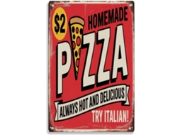 Placa de metal vintage de pizzaria italiana com pizza caseira - Presente de aniversário - Placa de ferro para parede