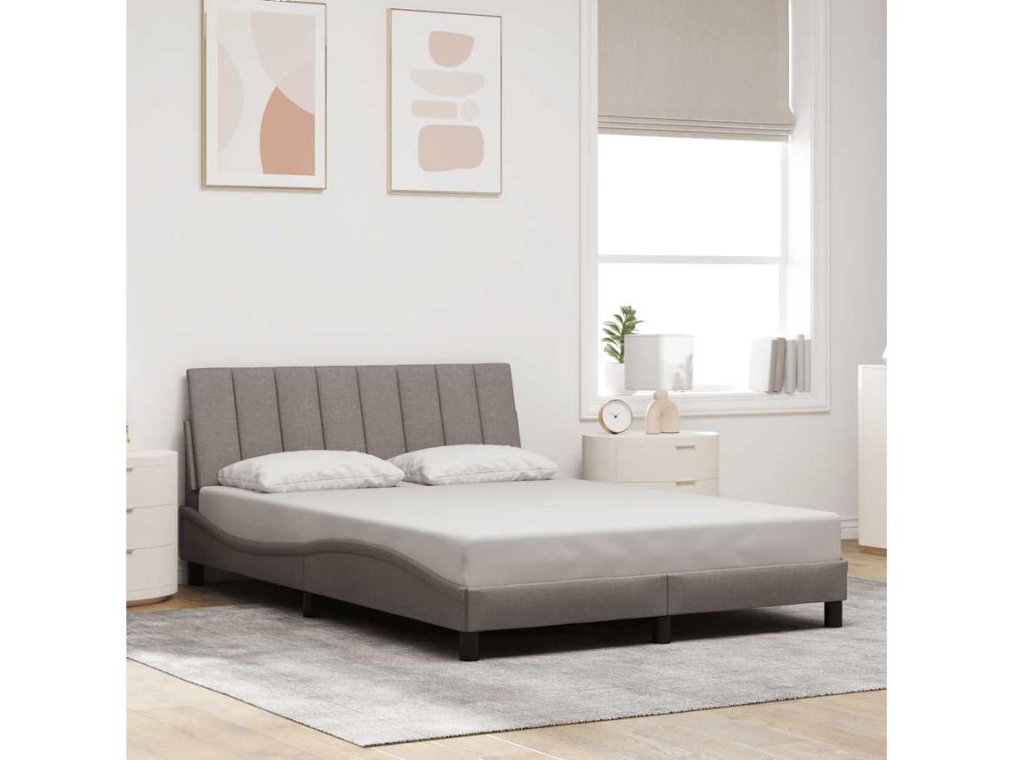 Vidaxl Estrutura De Cama Sem Colchão Hanko 140x190 Cm Tecido Castanho-acinzentado
