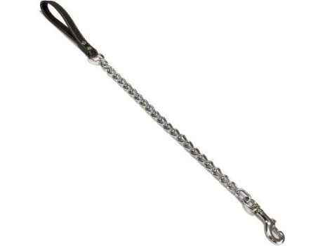 Trela Ramal Metal+Couro Preto 80 cm/4 mm 