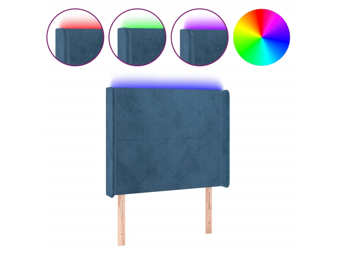 Led Headboard, Led Headboards Vidaxl Azul Veludo (83 X 16 X 118/128 Cm)